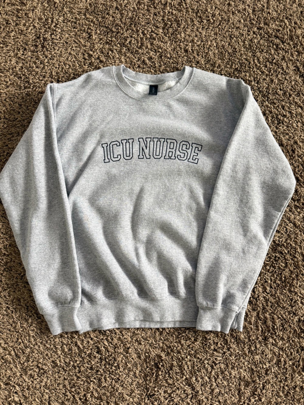 Gildan Gray 'ICU NURSE' Crewneck Sweatshirt